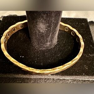 Textured Gold Plated Copper Magnetic Bangle Bracelet